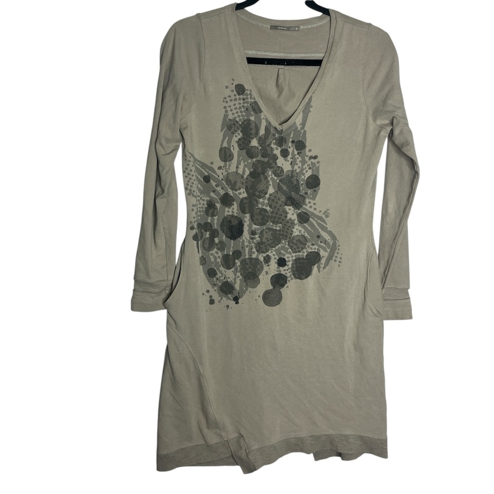 Sandwich Gray Long Sleeve Mini Tunic Dress with Abstract Print, size S